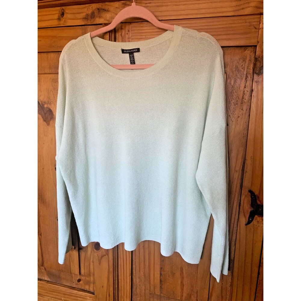 New Eileen Fisher  Organic Linen Jersey Crew Neck Top Size Large